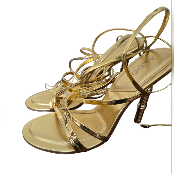 Aldo Gold Strappy Women's Sandals Size 6.5 - Picture 4 of 7